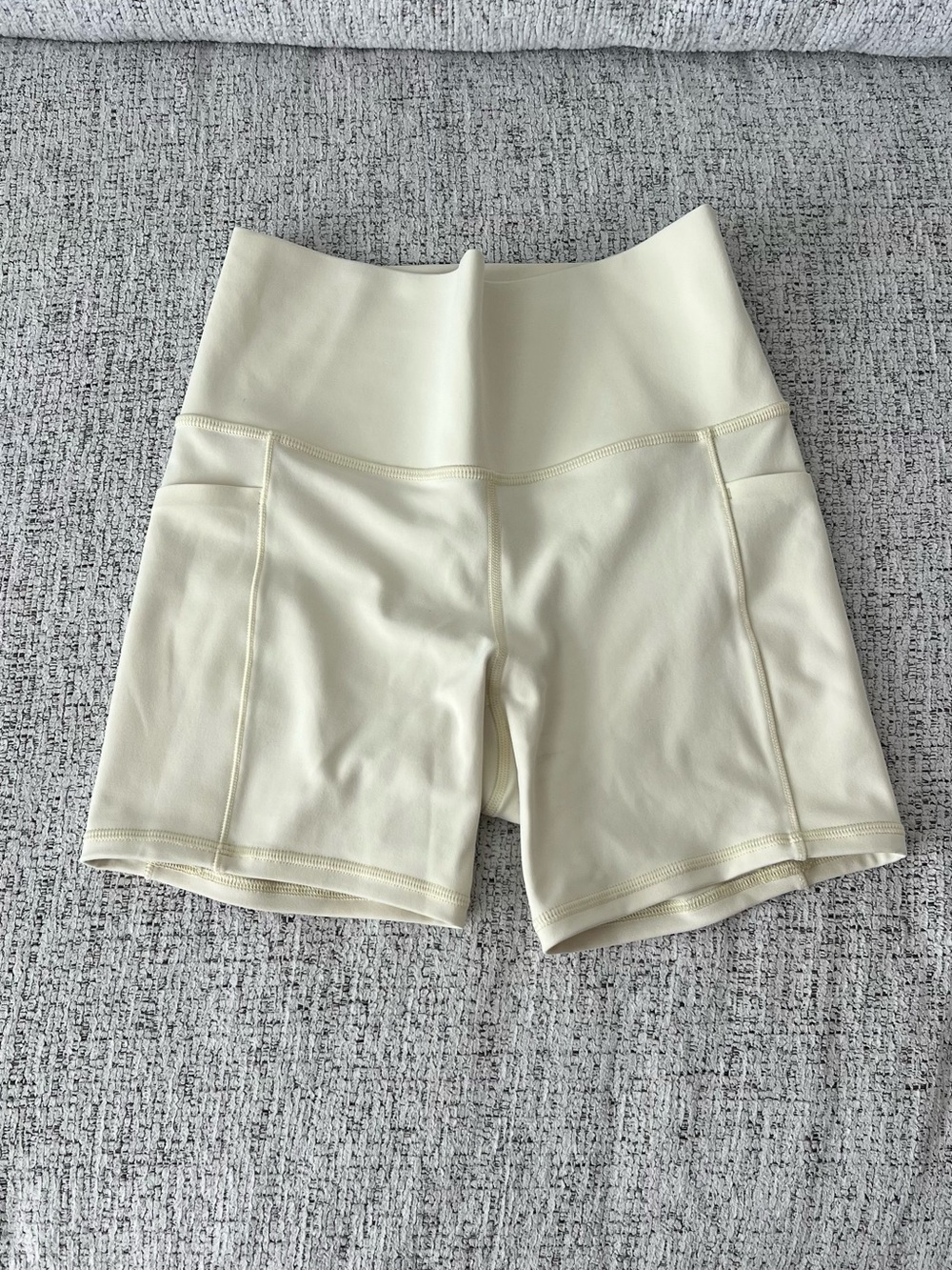 Athleta High-Rise Butter Yellow Cream Bike Shorts